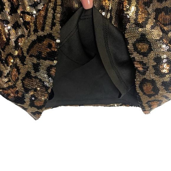 Topshop Sequin Animal Print Mini Dress - Silver and Brown - Picture 6 of 11